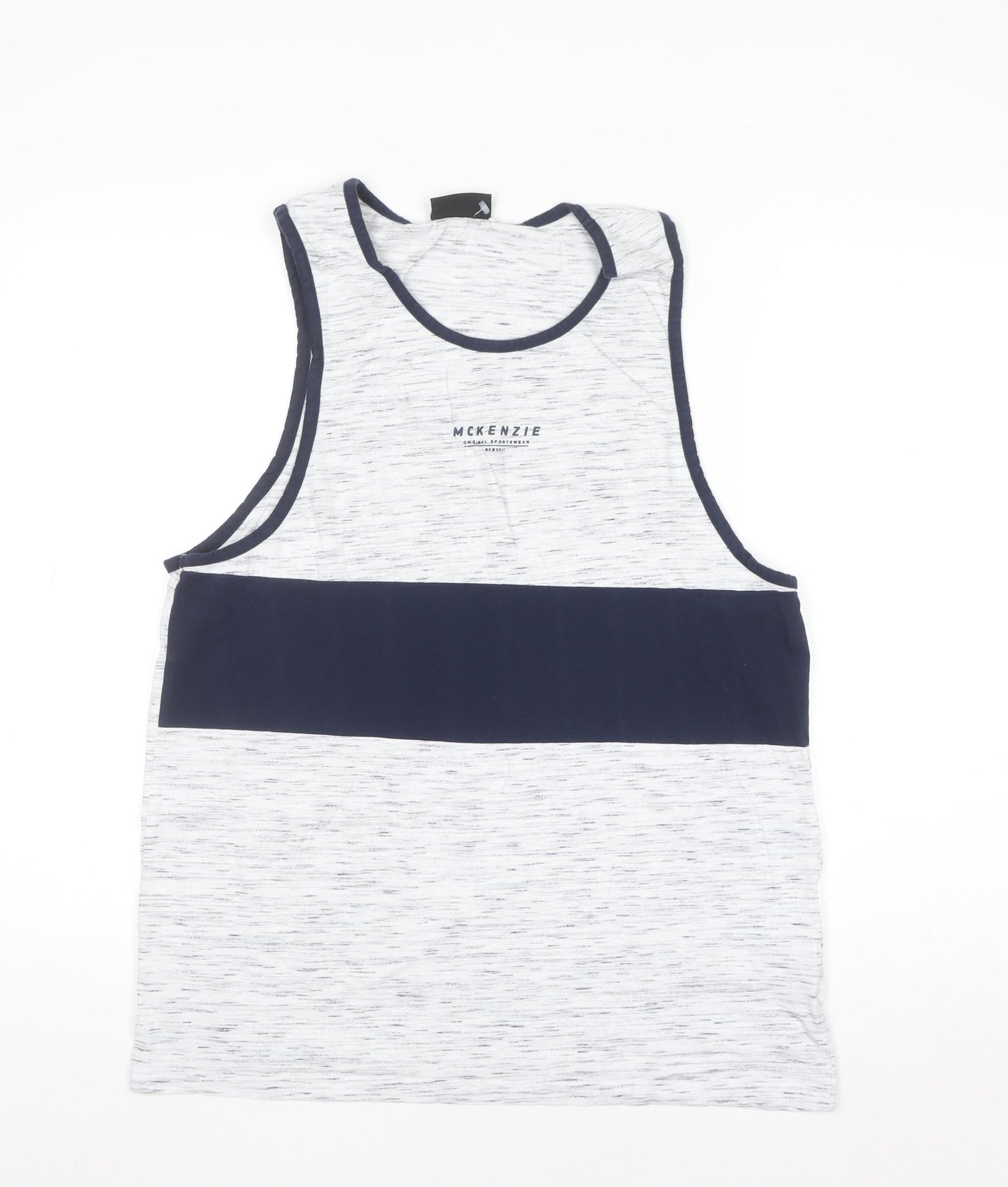 McKenzie Men’s Blue Colourblock Sleeveless Tank Top Size L