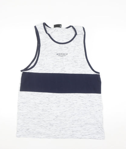 McKenzie Men’s Blue Colourblock Sleeveless Tank Top Size L