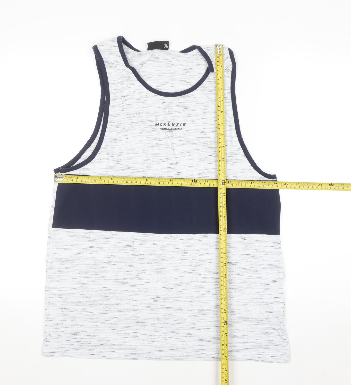 McKenzie Men’s Blue Colourblock Sleeveless Tank Top Size L