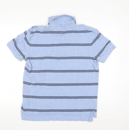 Tommy Hilfiger Men's Blue Striped Classic Fit Cotton Polo Shirt S