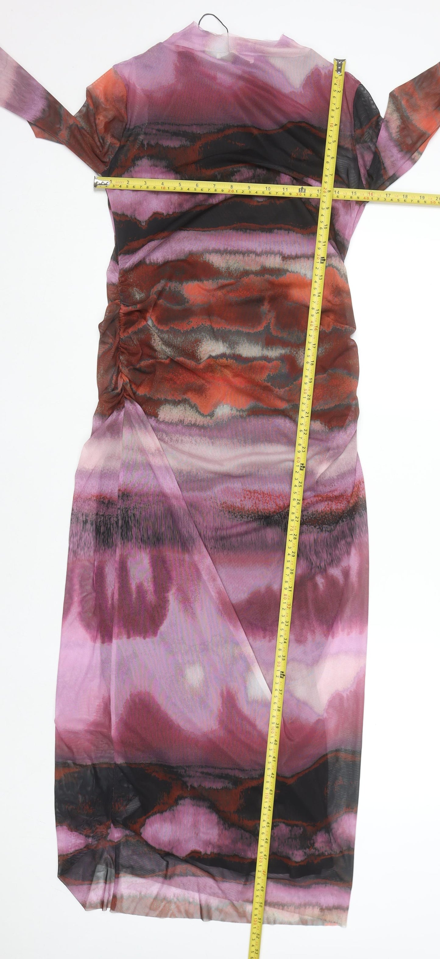 Pull & Bear Women's Multicoloured Mesh Bodycon Midi Dress Size 12