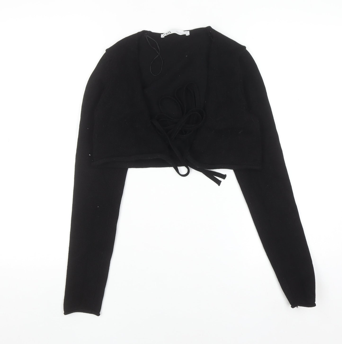 Zara Womens Black Shrug Cardigan Small Long Sleeve Knit Wrap