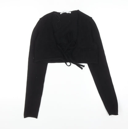 Zara Womens Black Shrug Cardigan Small Long Sleeve Knit Wrap