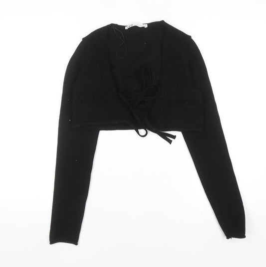 Zara Womens Black Shrug Cardigan Small Long Sleeve Knit Wrap