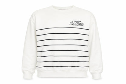 Papaya Womens White Striped Crew Neck Pullover Sweatshirt M