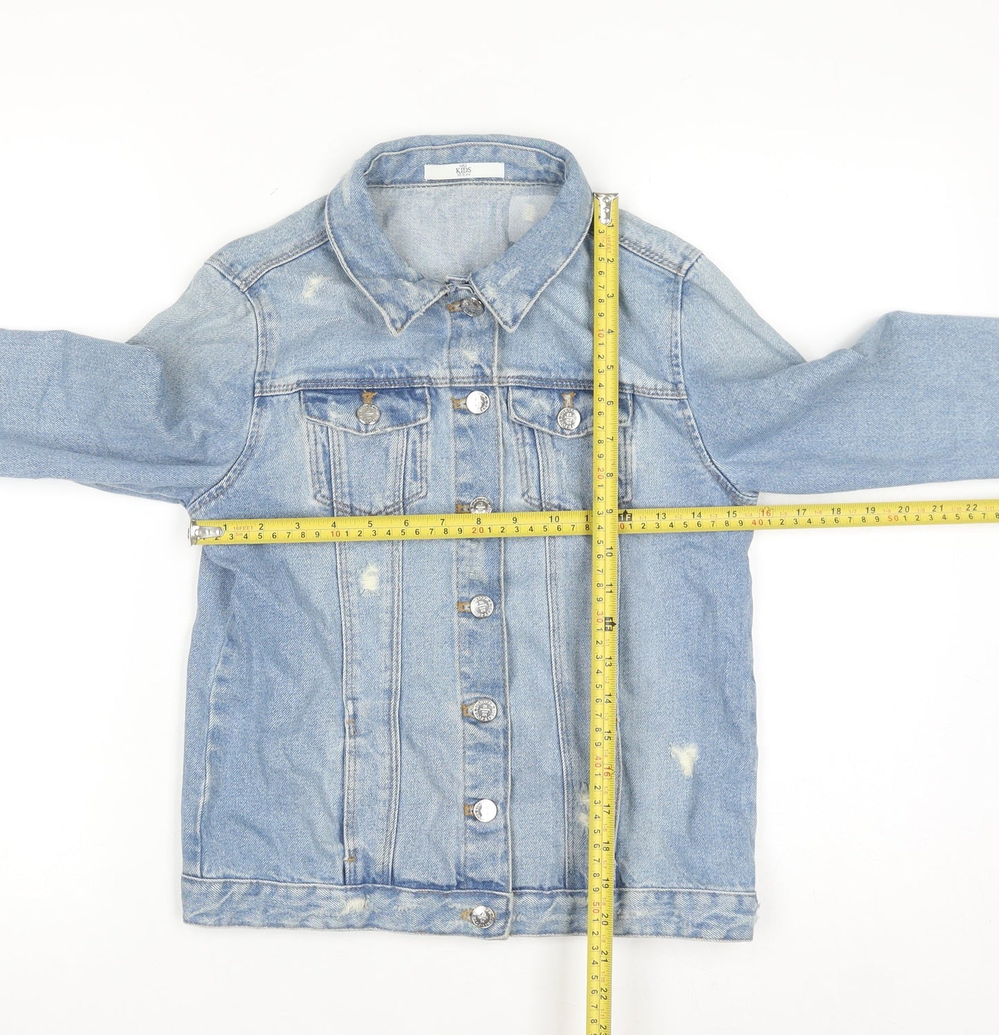 Marks and Spencer Girls Blue Denim Jacket 10-11 Years Classic Casual Buttoned