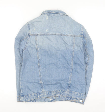Marks and Spencer Girls Blue Denim Jacket 10-11 Years Classic Casual Buttoned
