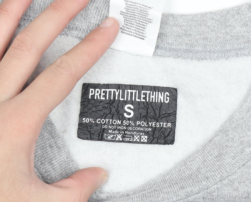Pretty Little Thing Women's Grey Small Crew Neck Pullover Sweatshirt
