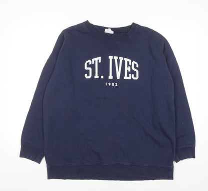 Next Women Navy Blue St Ives 1982 Crew Neck Cotton Blend Sweatshirt Size 20