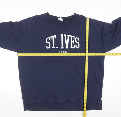 Next Women Navy Blue St Ives 1982 Crew Neck Cotton Blend Sweatshirt Size 20