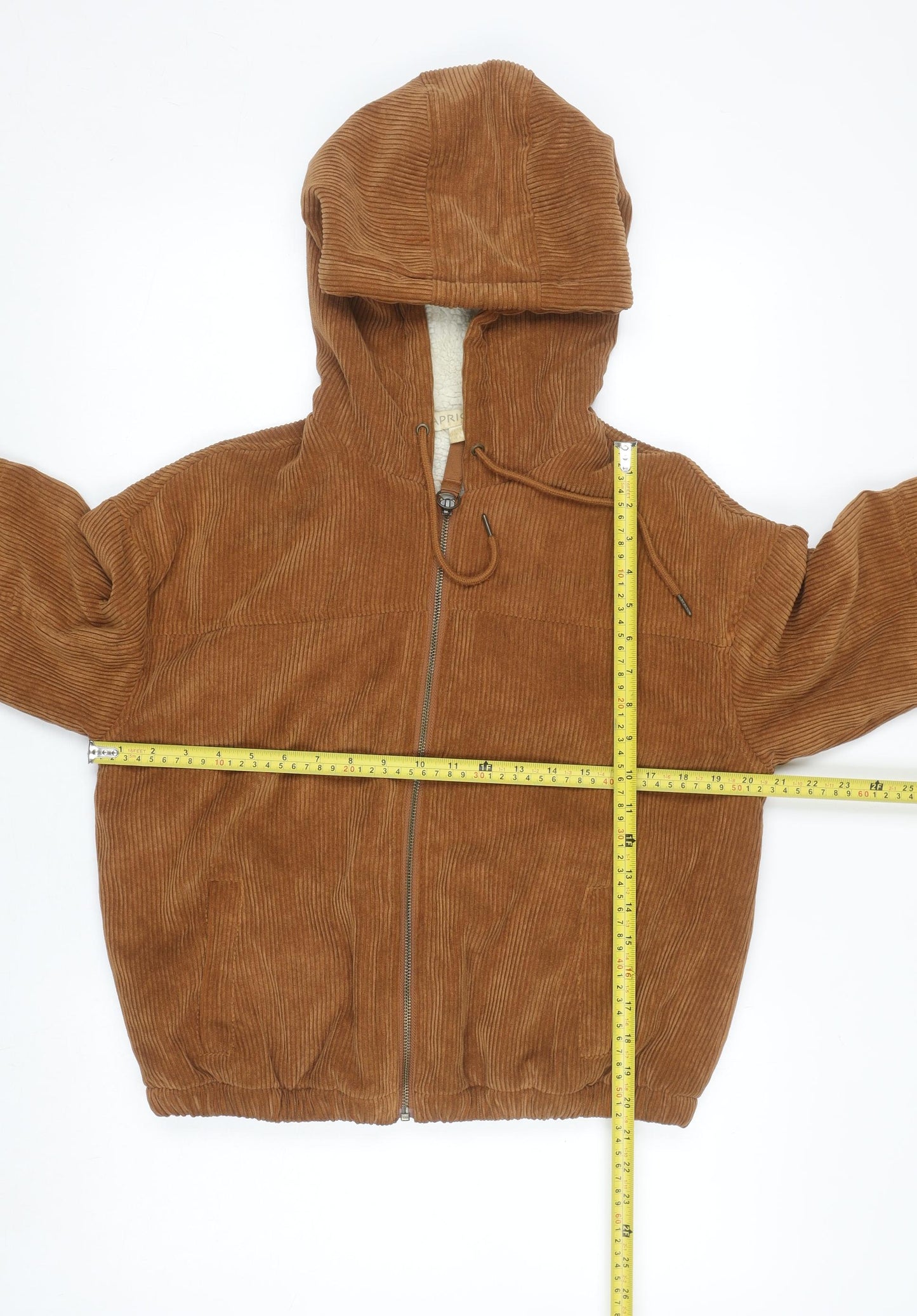 Apricot Women’s Brown Corduroy Hooded Bomber Jacket Size 10