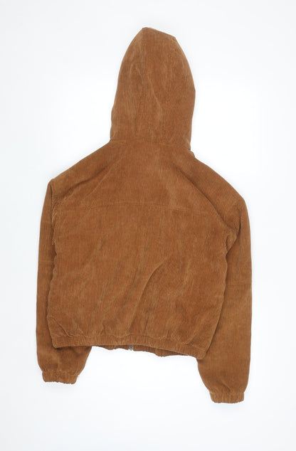 Apricot Women’s Brown Corduroy Hooded Bomber Jacket Size 10