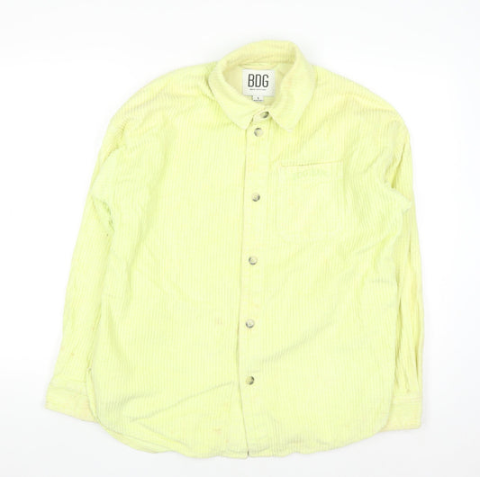 BDG Womens Yellow Corduroy Button-Up Shirt Size S Long Sleeve Casual