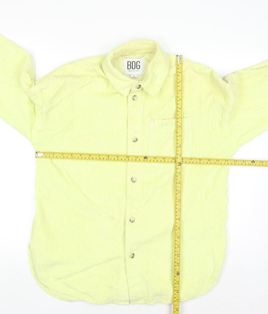 BDG Womens Yellow Corduroy Button-Up Shirt Size S Long Sleeve Casual