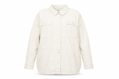 Primark Womens Ivory Corduroy Button-Up Shirt Size 16