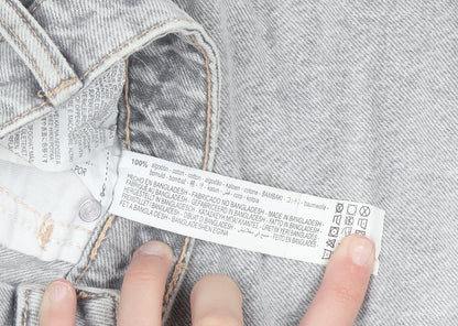 Zara Women Grey Distressed Mom Jeans Size 8 Relaxed Fit Denim