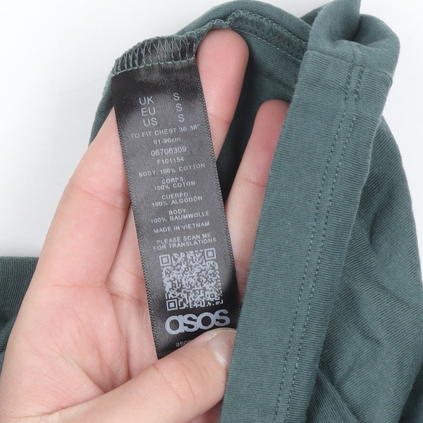 ASOS Women’s Green Cotton Knee Length T-Shirt Dress Size S