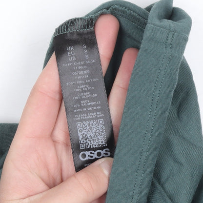 ASOS Women’s Green Cotton Knee Length T-Shirt Dress Size S