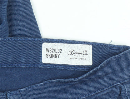 Denim Co. Men's Blue Skinny Jeans W32 L32 Stretch Denim