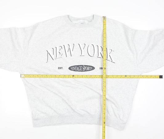 Primark Women Grey New York Vintage Sports Pullover Sweatshirt M