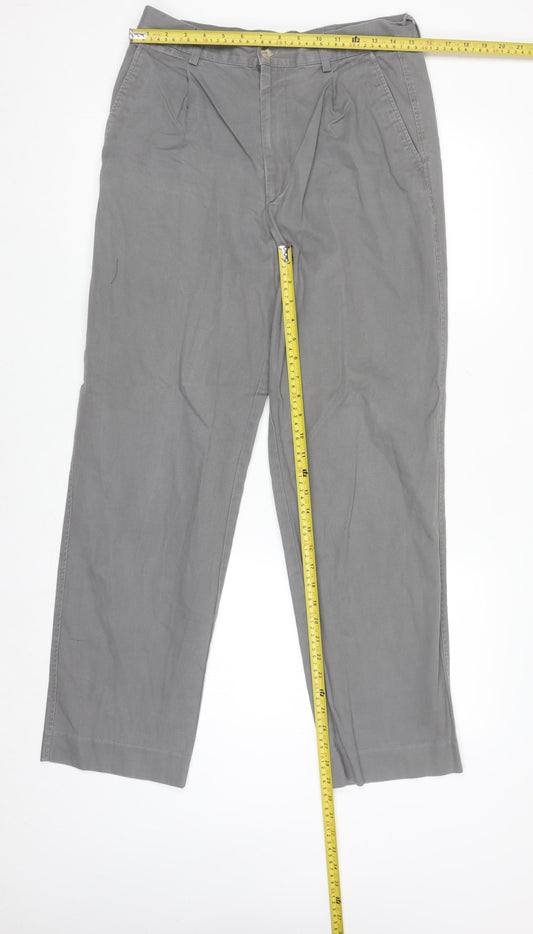 Original Khaki Co. Men's Grey Chino Trousers W32 L31 Cotton
