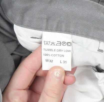 Original Khaki Co. Men's Grey Chino Trousers W32 L31 Cotton
