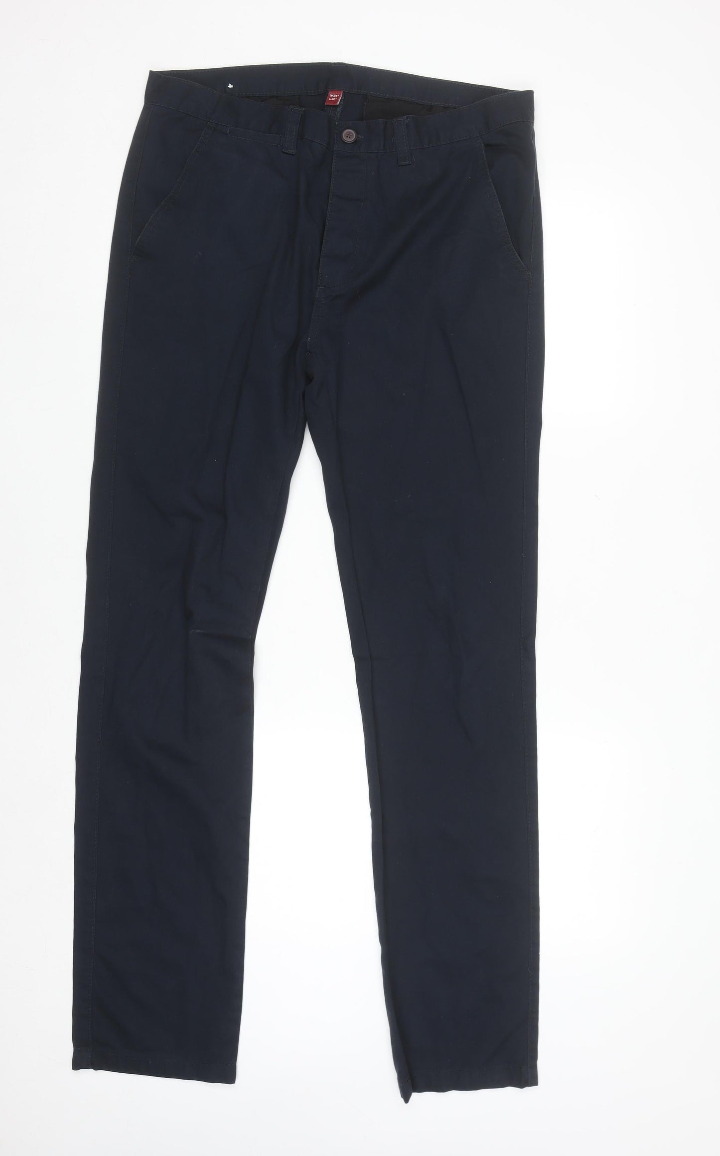 Denim Co. Men's Blue Chino Trousers 34W 32L Cotton Regular Fit