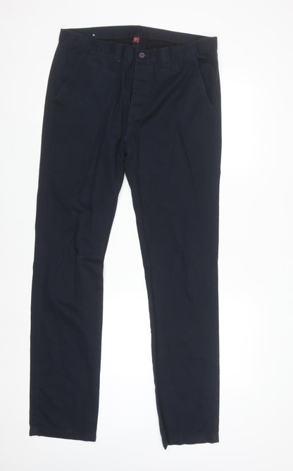 Denim Co. Men's Blue Chino Trousers 34W 32L Cotton Regular Fit