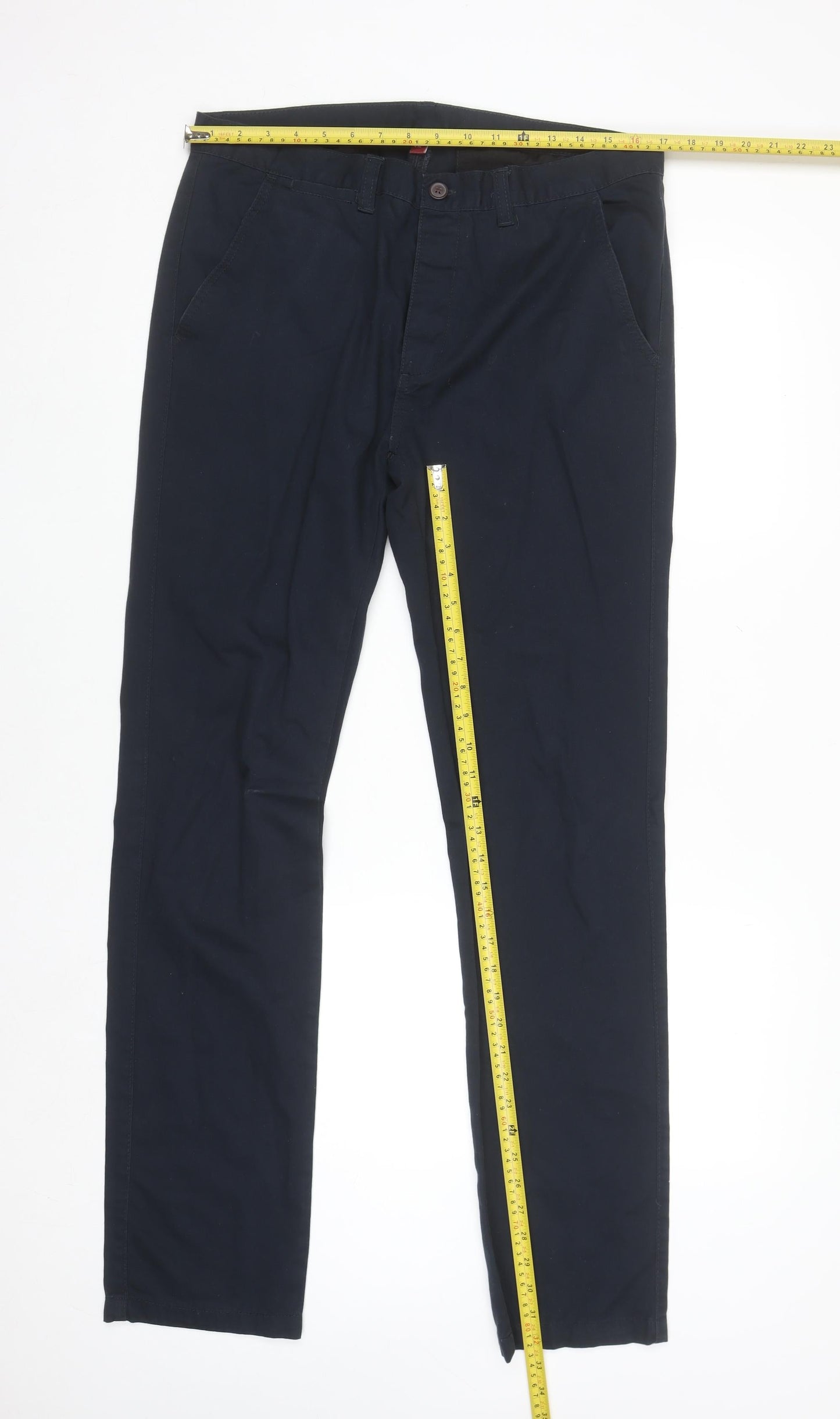 Denim Co. Men's Blue Chino Trousers 34W 32L Cotton Regular Fit