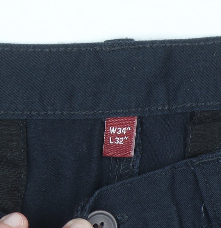 Denim Co. Men's Blue Chino Trousers 34W 32L Cotton Regular Fit