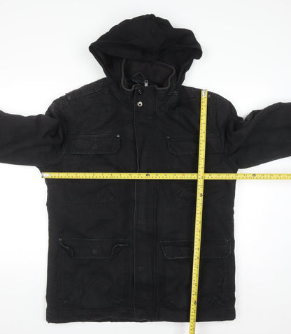 TU Mens Black Cotton Hooded Parka Jacket Size M