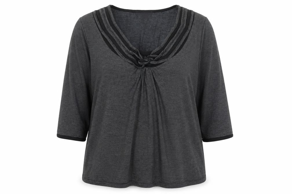 Mystify Women's Grey 3/4 Sleeve V-Neck Tunic Blouse Size L