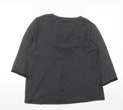 Mystify Women's Grey 3/4 Sleeve V-Neck Tunic Blouse Size L