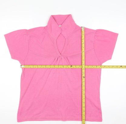 Elizabeth Scott Women's Pink Short Sleeve V-Neck Jersey T-Shirt M