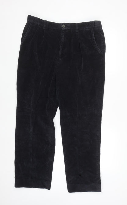 Maine New England Men's Black Corduroy Trousers 36R Regular Fit