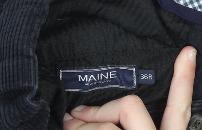 Maine New England Men's Black Corduroy Trousers 36R Regular Fit