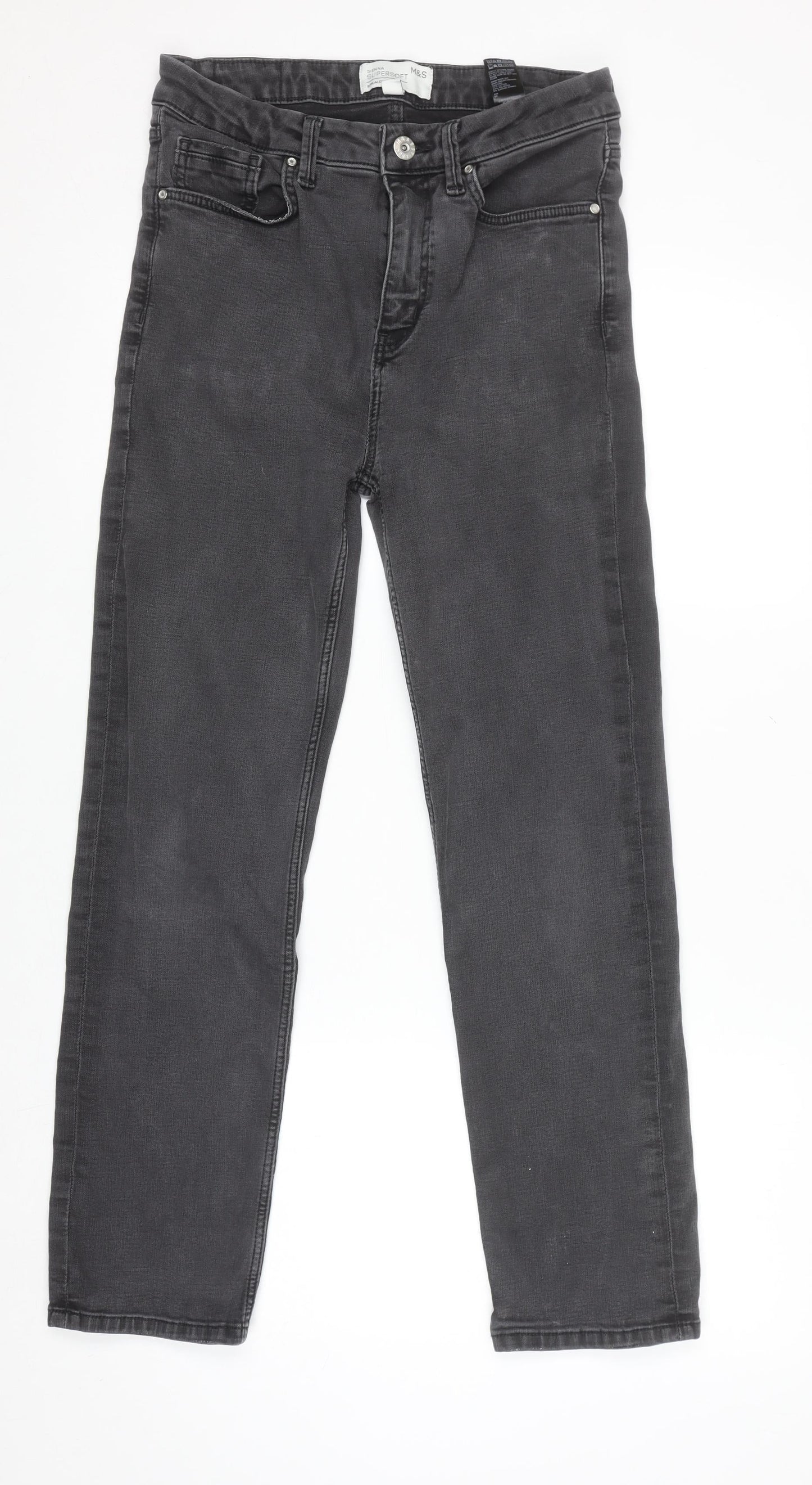 Marks and Spencer Women Grey Size 12 Straight Supersoft Jeans