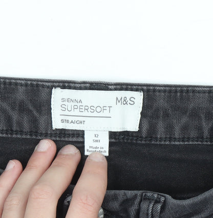 Marks and Spencer Women Grey Size 12 Straight Supersoft Jeans
