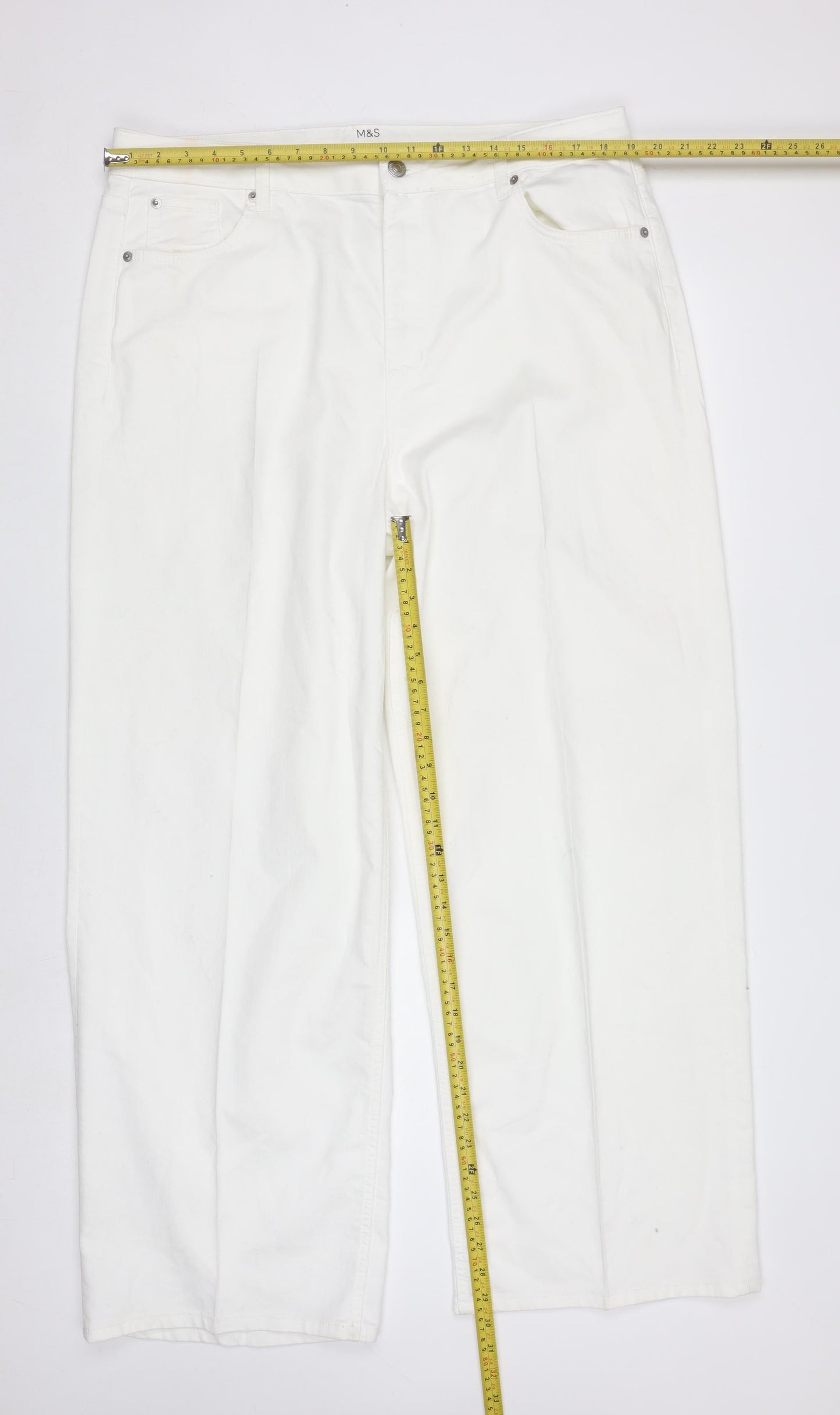 Marks and Spencer Women’s White Wide-Leg Jeans Size 18 Long