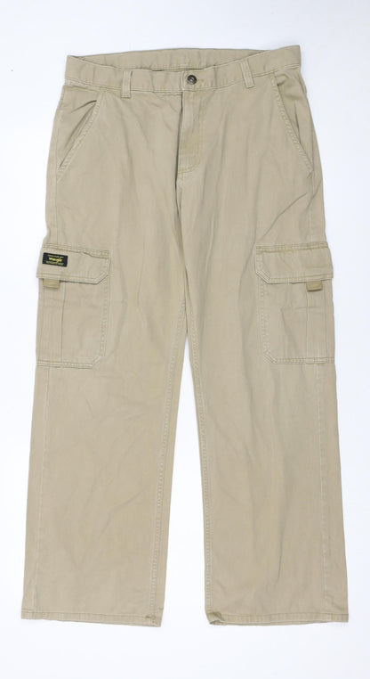 Wrangler Boys Beige Cargo Trousers 16 Husky 100% Cotton Twill Pants