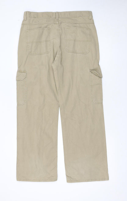 Wrangler Boys Beige Cargo Trousers 16 Husky 100% Cotton Twill Pants