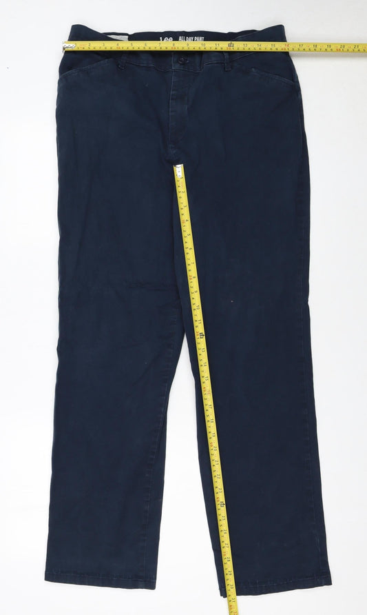 Lee Women's Blue Straight Leg Cotton Stretch Trousers Size 14