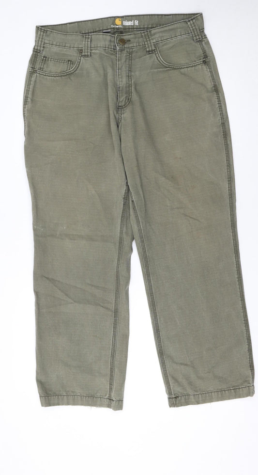 Carhartt Men's Green Relaxed Fit Canvas Jeans 36x30