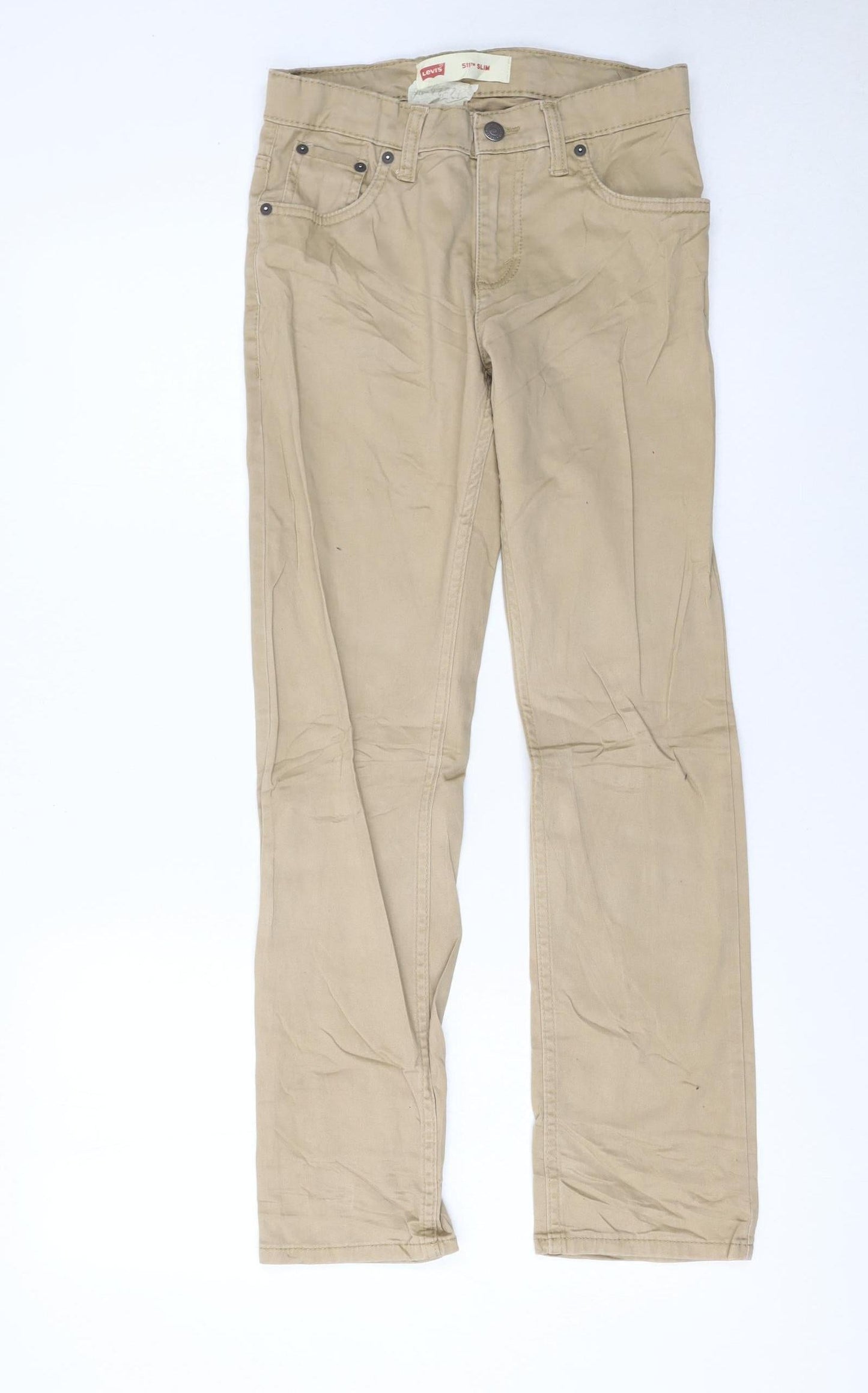 Levi's Boys Beige 511 Slim Trousers 14 Reg Cotton Blend Casual Pants