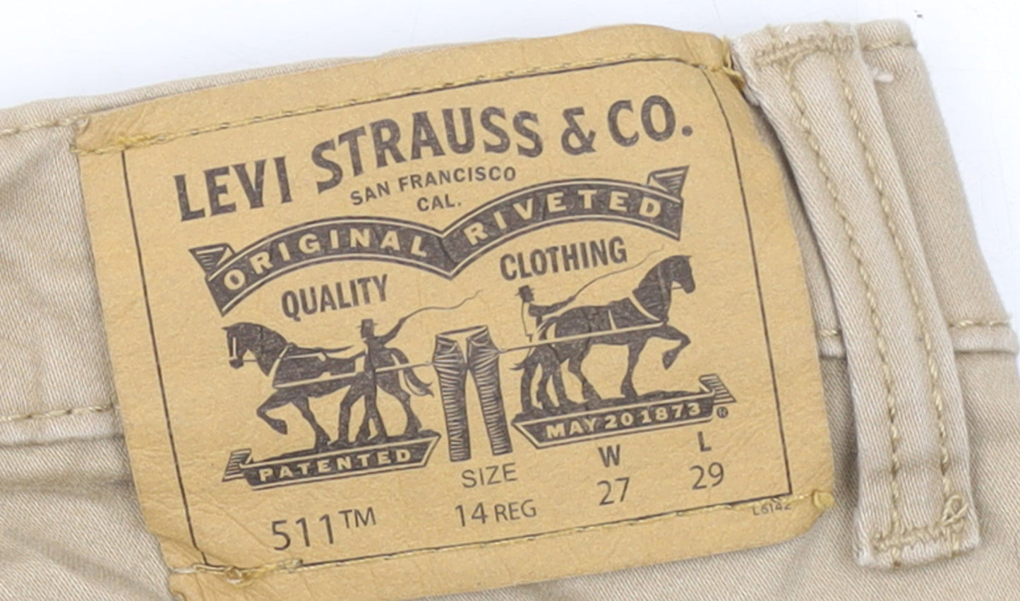 Levi's Boys Beige 511 Slim Trousers 14 Reg Cotton Blend Casual Pants