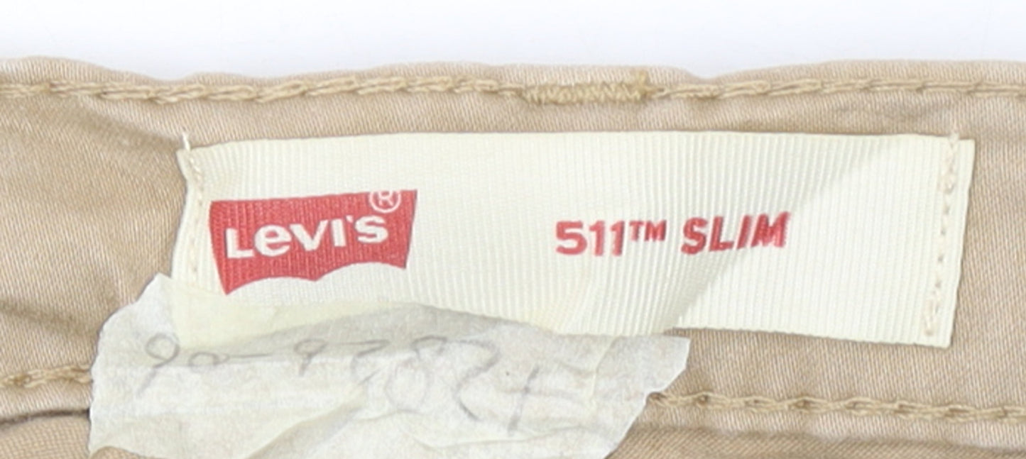 Levi's Boys Beige 511 Slim Trousers 14 Reg Cotton Blend Casual Pants