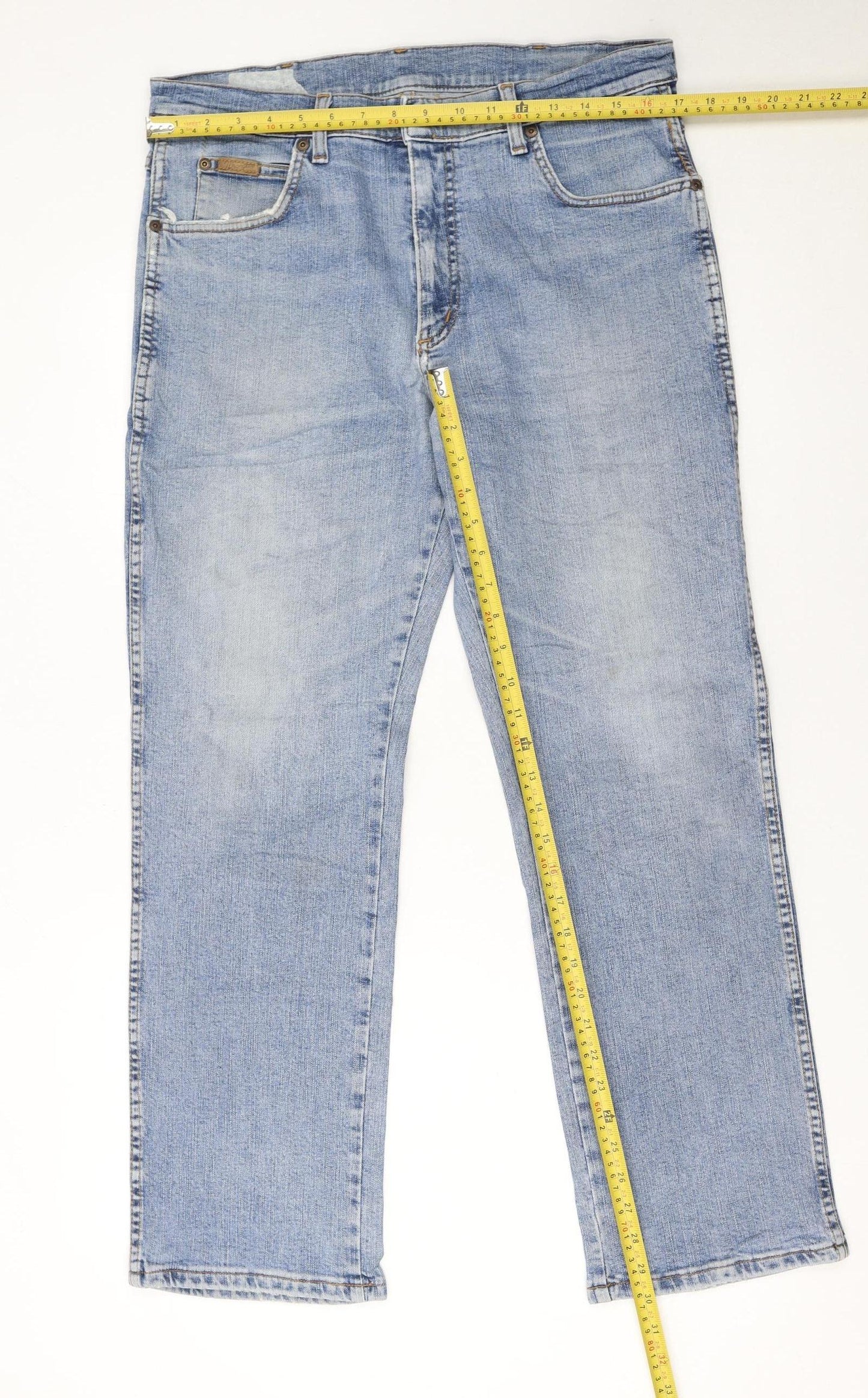 Wrangler Men's Light Blue Texas Straight Jeans W34 L30 Cotton Denim