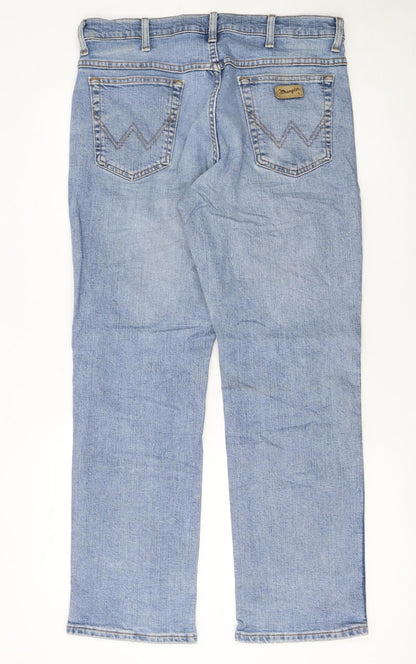 Wrangler Men's Light Blue Texas Straight Jeans W34 L30 Cotton Denim