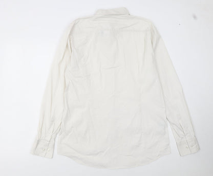 Hugo Boss Men's White Slim Fit Long Sleeve Button-Up Shirt Size 16