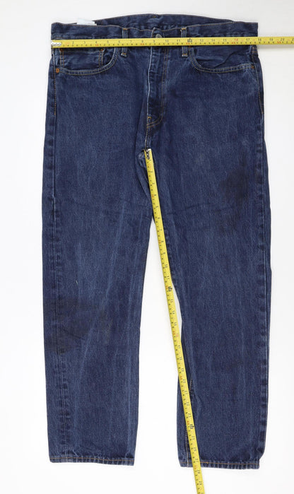 Levi Strauss Men's Blue 36x34 Regular Fit Straight Denim Jeans